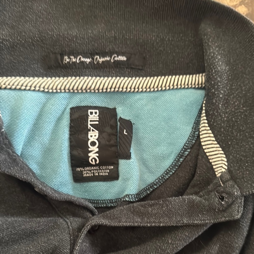 Billabong Charcoal Polo Shirt Classic Knit Casual - Picture 3 of 3
